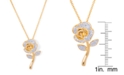 Macy's Diamond Accent Rose Flower Pendant 18" Necklace in Gold Plate